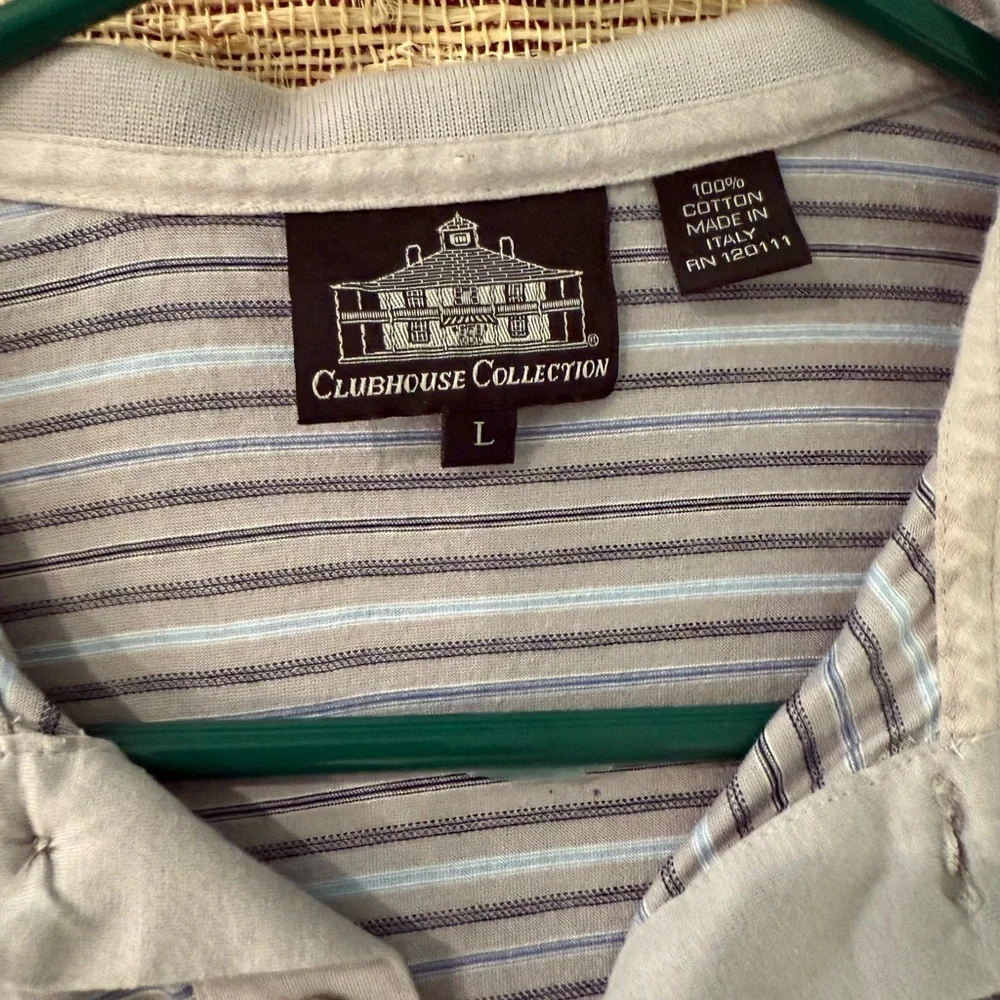 Men's Striped Button Down Shirt - Gray and Blue - Picture 2 of 3